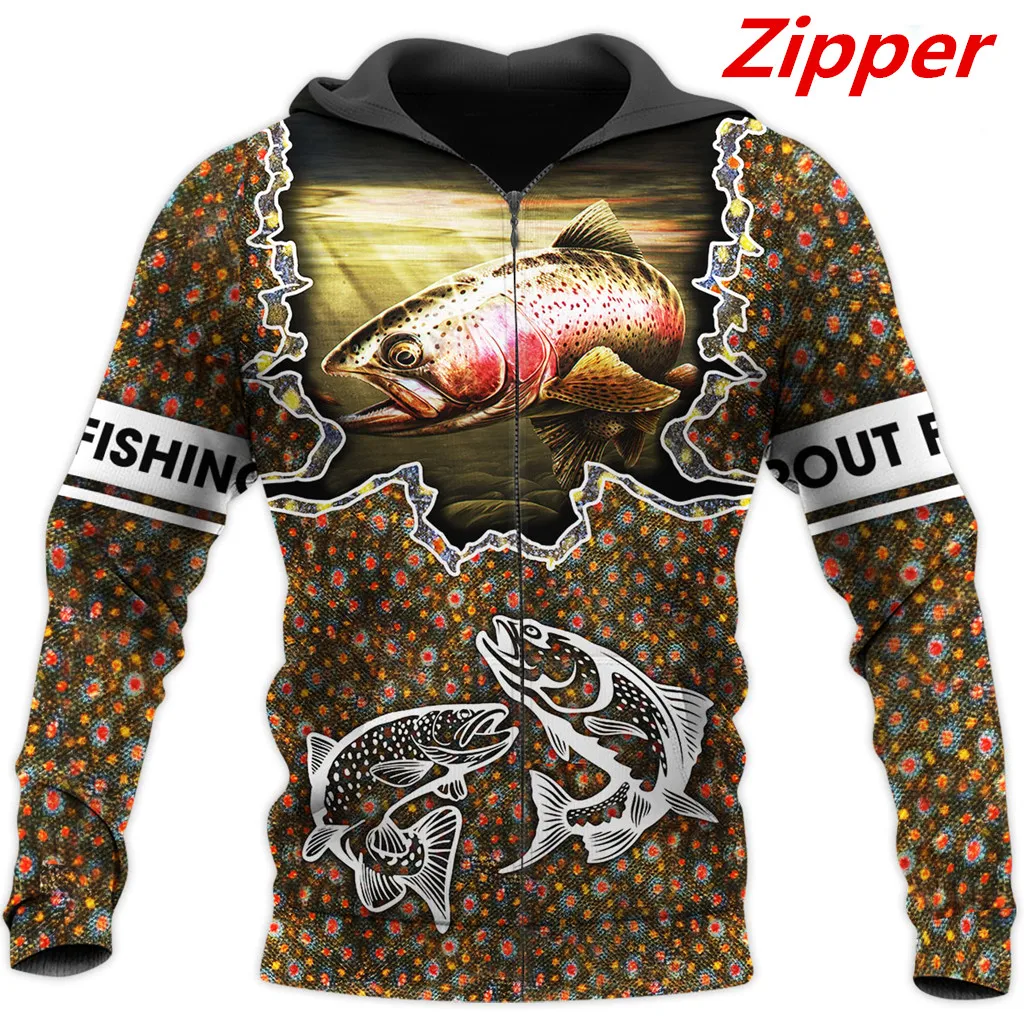 

Beautiful Trout Fishing 3D Printed Men Hoodie Unisex Sweatshirt Zip Pullover Casual Streetwear Tops F-458