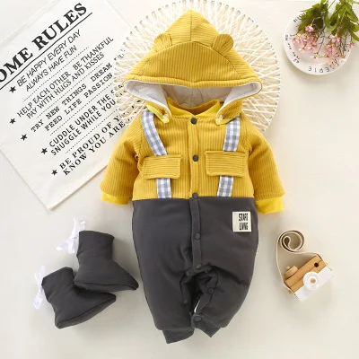 Winter Overalls for Girls Boys Jumpsuit Children's Baby Romper Hooded 0-15M Newborn Infants Babies Onesies Warm | Детская одежда и