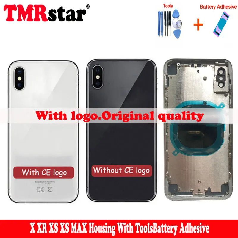 Задняя крышка запасные части для iPhone X XS Xs Max задняя средней рамы и стеклянная с