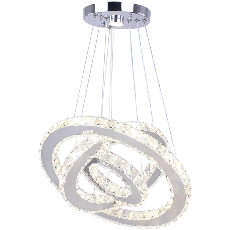 Современная светодиодная люстра с кристаллами потолочная лампа 3 кольцами 20 + 30 40