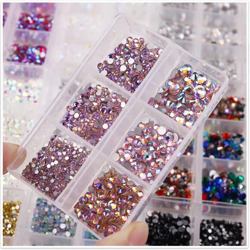 Swarovsky 6 Grids Promotion Clear AB Non hotfix Rhinestones Flat Back Crystals Glass Stone Strass Glitters For 3d Nail Garment | Красота и