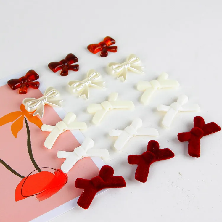 

Imitation Pearl Stereo Vertical Hole Bowknot Pendant Resin Accessories DIY Hand-made Earrings Headdress Necklace Material