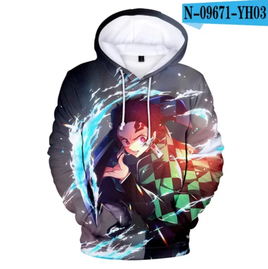 

Demon Slayer 3D Long Sleeve Hoodies Autumn Sweatshirts Men Women Hooded Comic Kimetsu No Yaiba Boys Girls Plus Size Pullovers