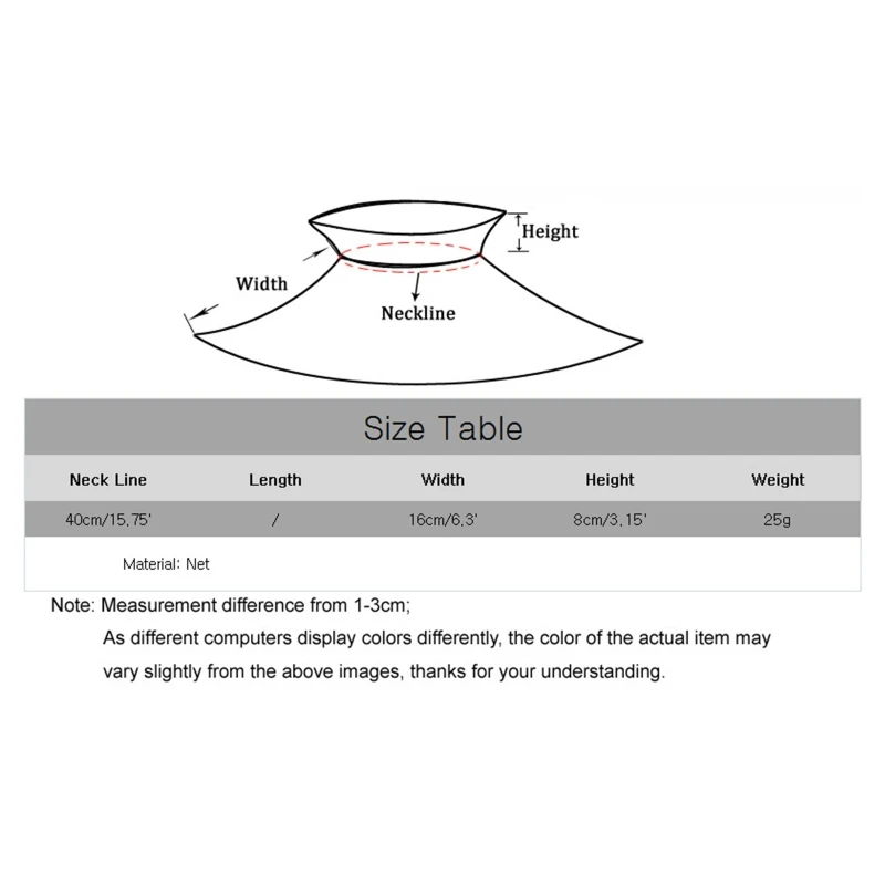 

Women Victorian Mesh Ruffled Fake Stand Collar Tulle Button Clown Choker Shawl