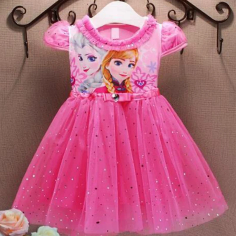 Платья для девочек Летняя брендовая одежда малышей платье принцессы Анны и Эльзы