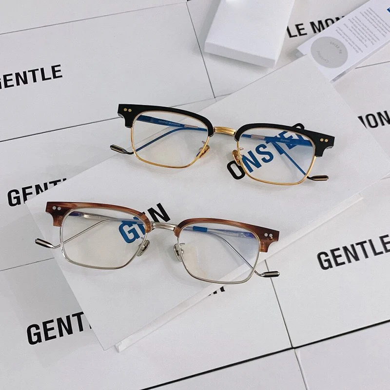 

Мужская оправа для очков, из титана, полуоправа для очков для коррекции близорукости