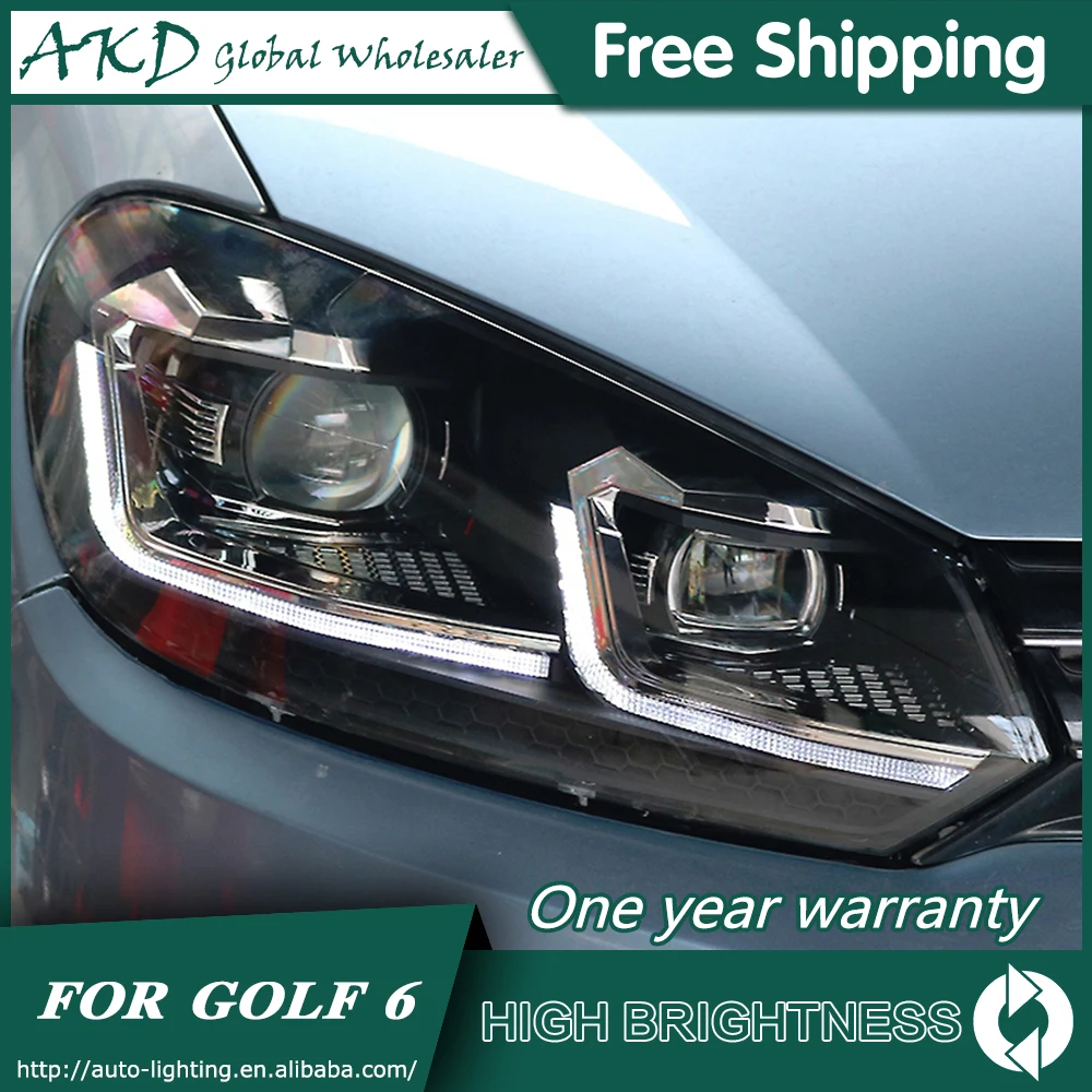 Светодиодные фары для автомобиля VW Golf 6 MK6 2009 2013 DRL Габаритные огни налобный фонарь