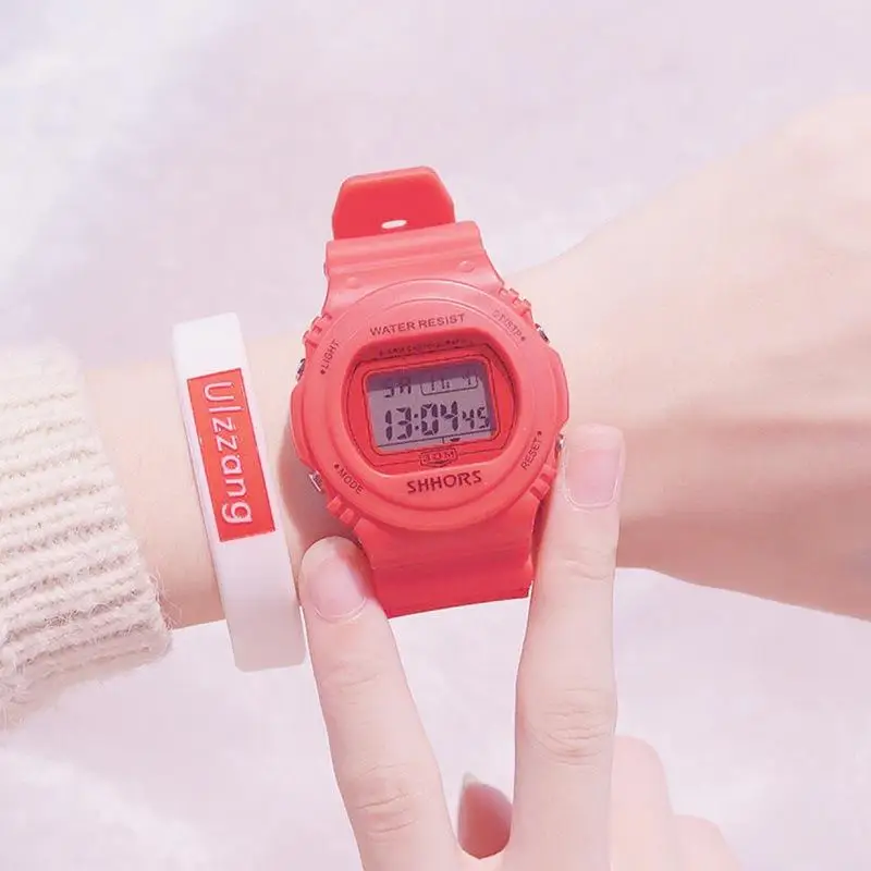 СВЕТОДИОДНЫЙ Цифровой браслет женские новые белые часы для девушек студенческие