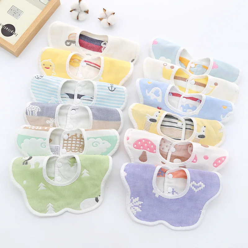 

Newborn Infant Baby Bids Adjustable Boys Girls Soft Breathable Cotton Animal Print Cute Feeding Bibs Baby Boy Stuff