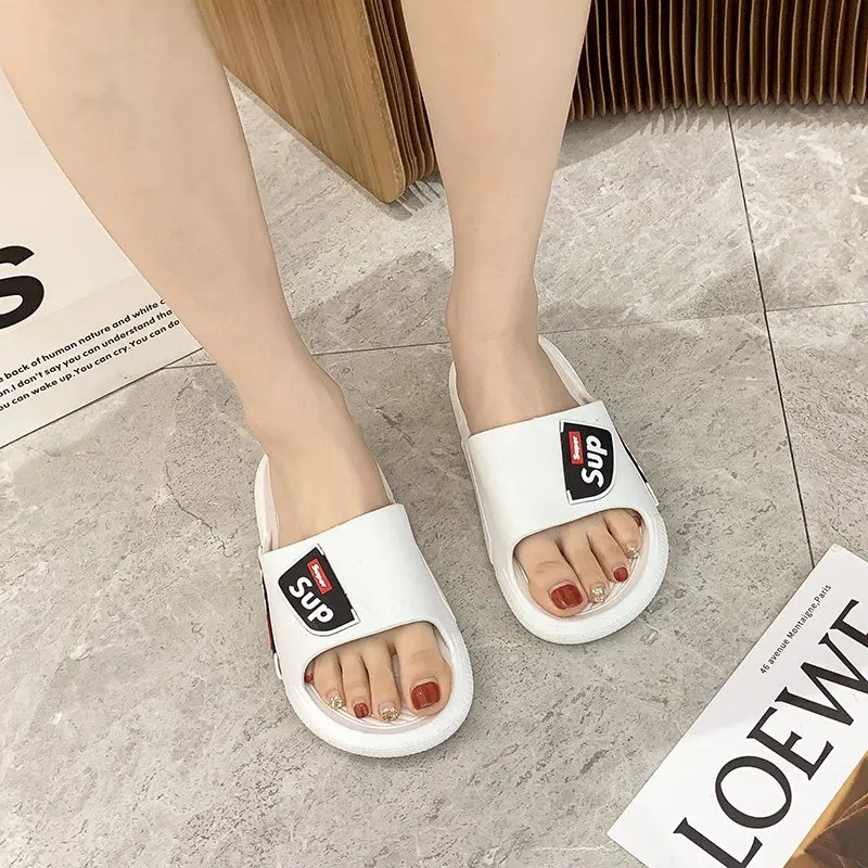 

2021 New Home Women's Slippers Trendy Wild Vamp Letter Modification Open-toed Flat-bottom Fashion Women's Slippers