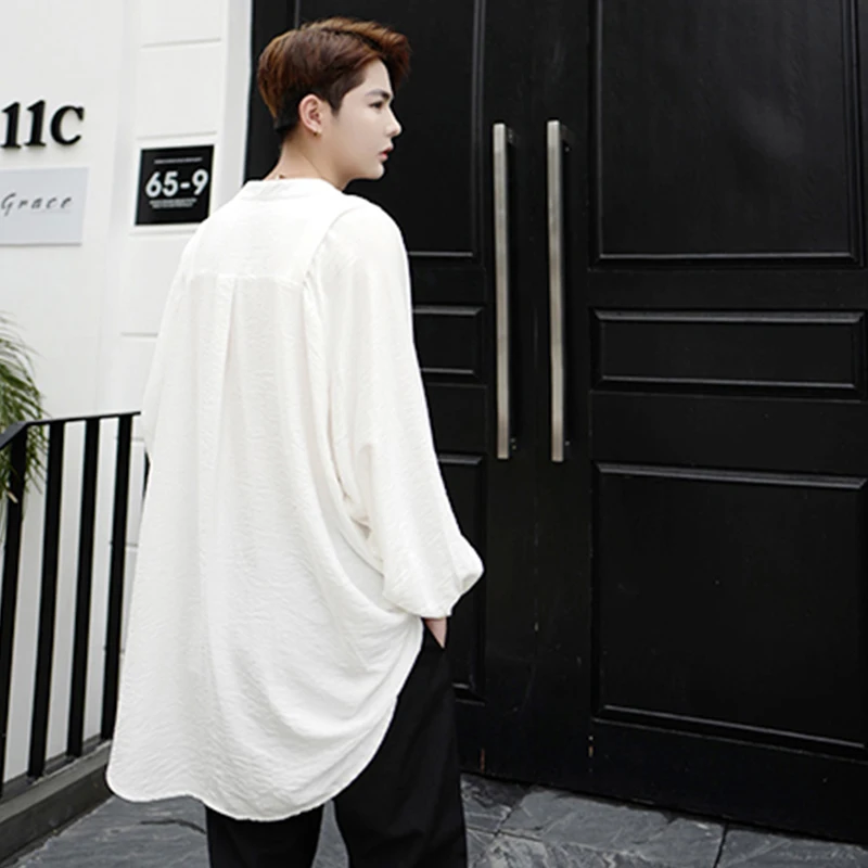 Осенняя свободная Корейская универсальная мужская модная рубашка с длинным