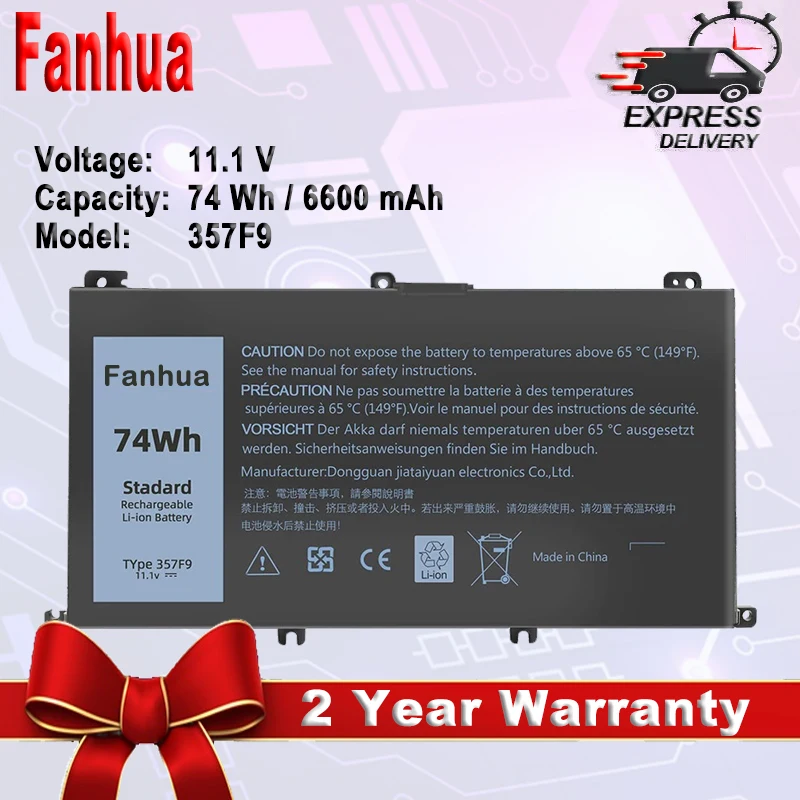 

Fanhua 357F9 Laptop Battery For Dell Inspiron 15 7559 7000 7557 7567 7566 5576 5577 P57F P65F INS15PD-1548B INS15PD-1748B 1848B