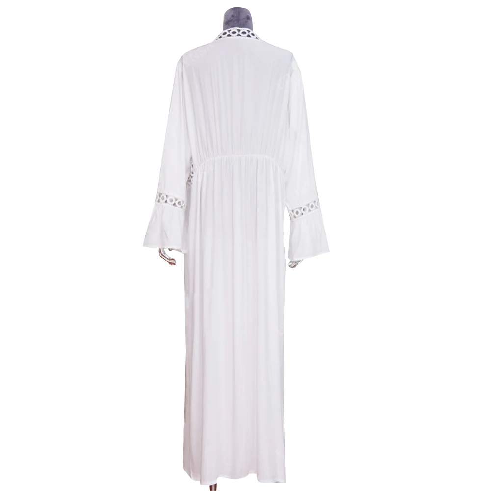 Женская шифоновая накидка в стиле бохо Летнее белое кимоно с длинным рукавом