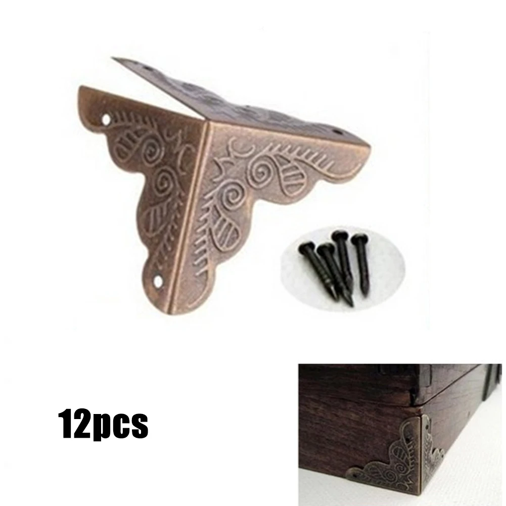 12Pcs Corner Brackets For Scrapbook Bronze Corner Wooden Box Edge Cover Corner Protector Furniture Decorative images - 6