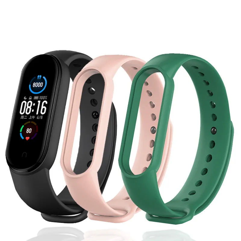 Correa для Xiaomi Mi Band 5 6 Чехол Мягкий силиконовый ремешок fitbit Смарт спортивный часов