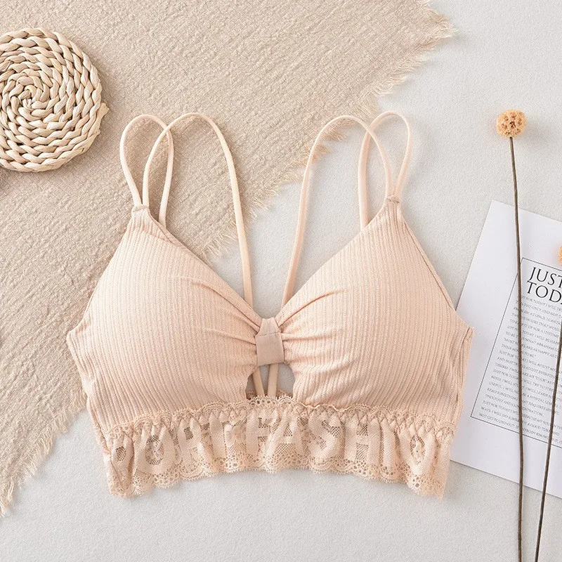 

Women's Lace Sexy Lingerie Bra Crop Top Cami Padded Tank Tops Sports Underwear 2021