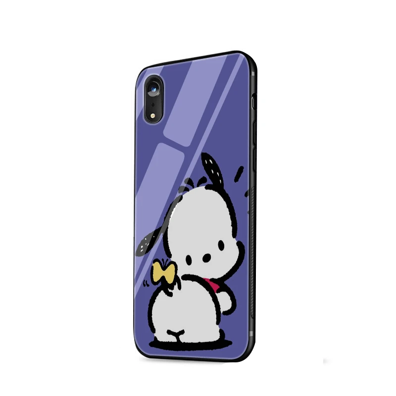 Mobile Phone Case Glass For iPhone Apple XR X XS Max 5 5s SE 6 6S 7 8 Plus Cover Sanrio Pochacco Shell |
