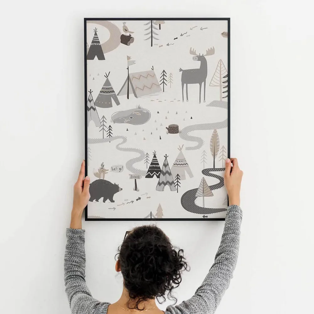 Картина Индейский Лагерь красочная на холсте современный домашний декор комнаты