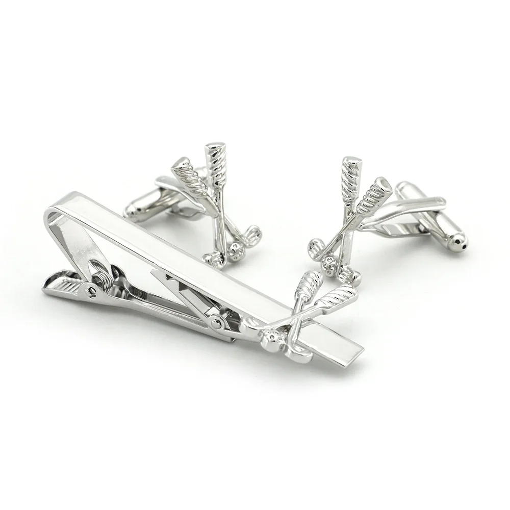 Набор зажимов для галстука в спортивном стиле запонки гольф клуба стальные цвета