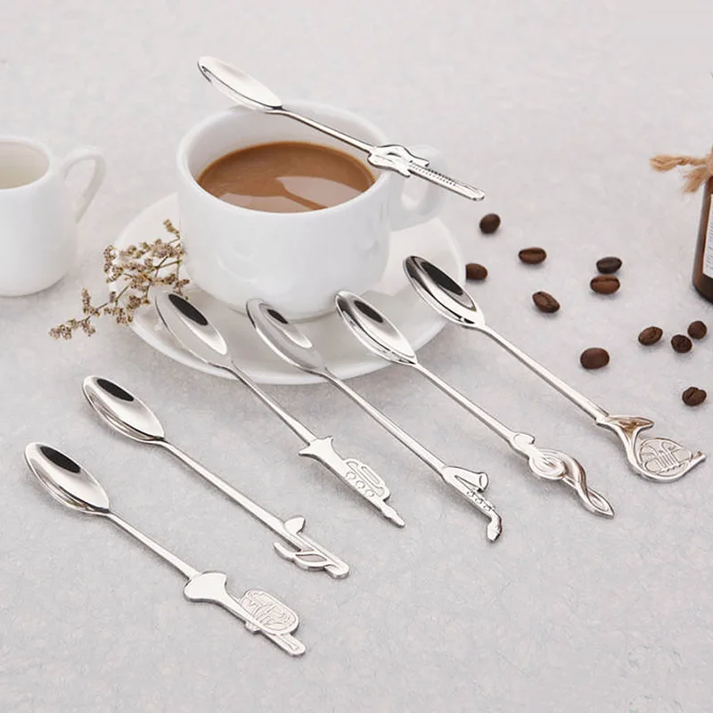 Творческий Кофе ложка 12 см музыкальная гитара Нержавеющая сталь посуды Кухня