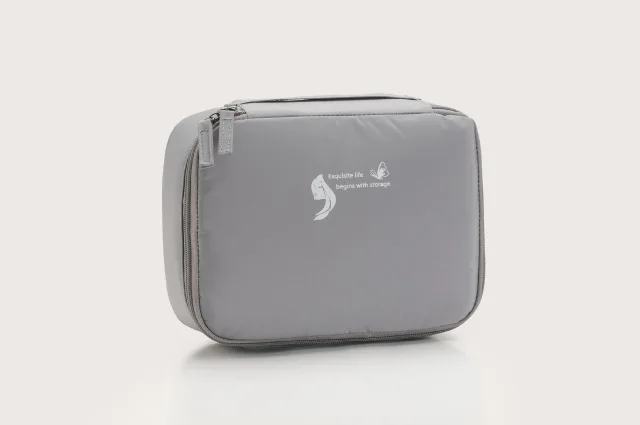 Gray-Cosmetic bag HMUNII портативная дорожная сумка для макияжа, водонепроницаемый ПВХ косметический комплект для органайзера для художников, набор кистей для макияжа и аксессуары для путешествий - Color: Gray-Cosmetic bag
