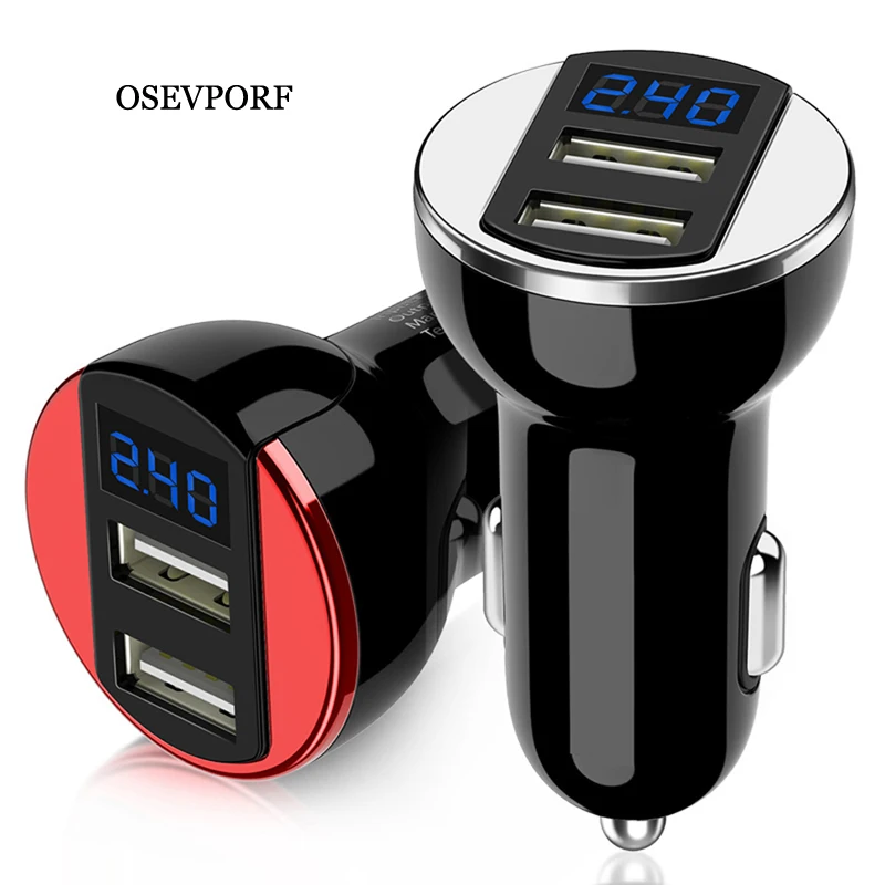 Двойной зарядное устройство USB с светодиодный дисплеем универсальный телефон автомобильное зарядное устройство для Xiaomi samsung S8 S9 S10 iPhone X 8 7 11 Plus планшет
