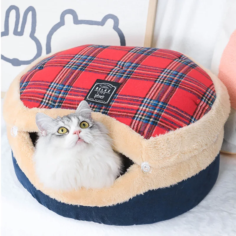 

2022 Cat Bed Dorayaki Bed For Cat Dogs Cat Litter Closed Warm Detachable and Washable Pet Cat house for all seasons Pet Supplies