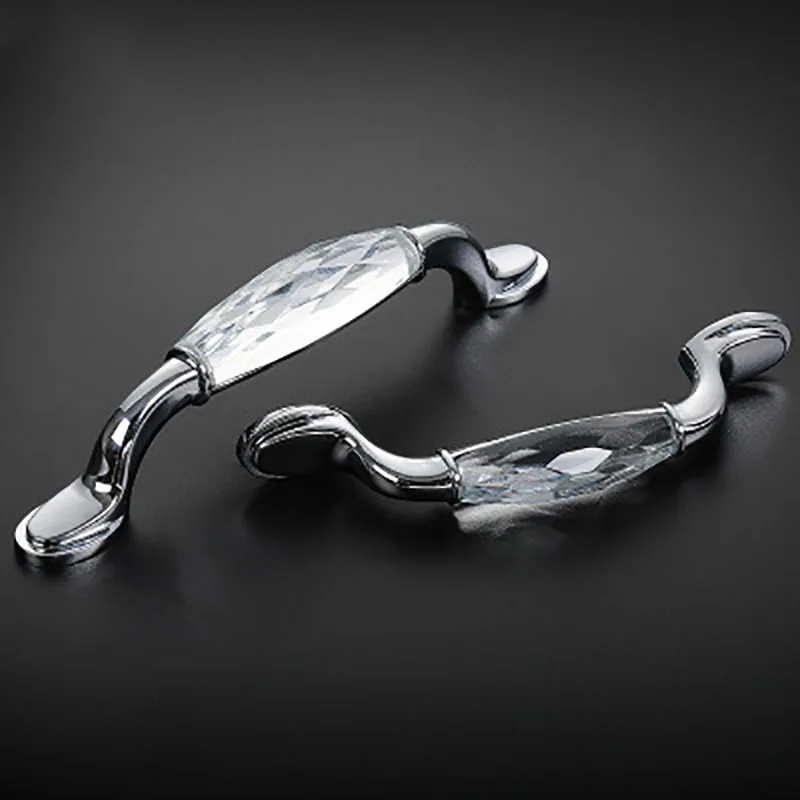 2 шт. мебельные ручки с кристаллами черные дверные Роскошный кухонный шкаф для