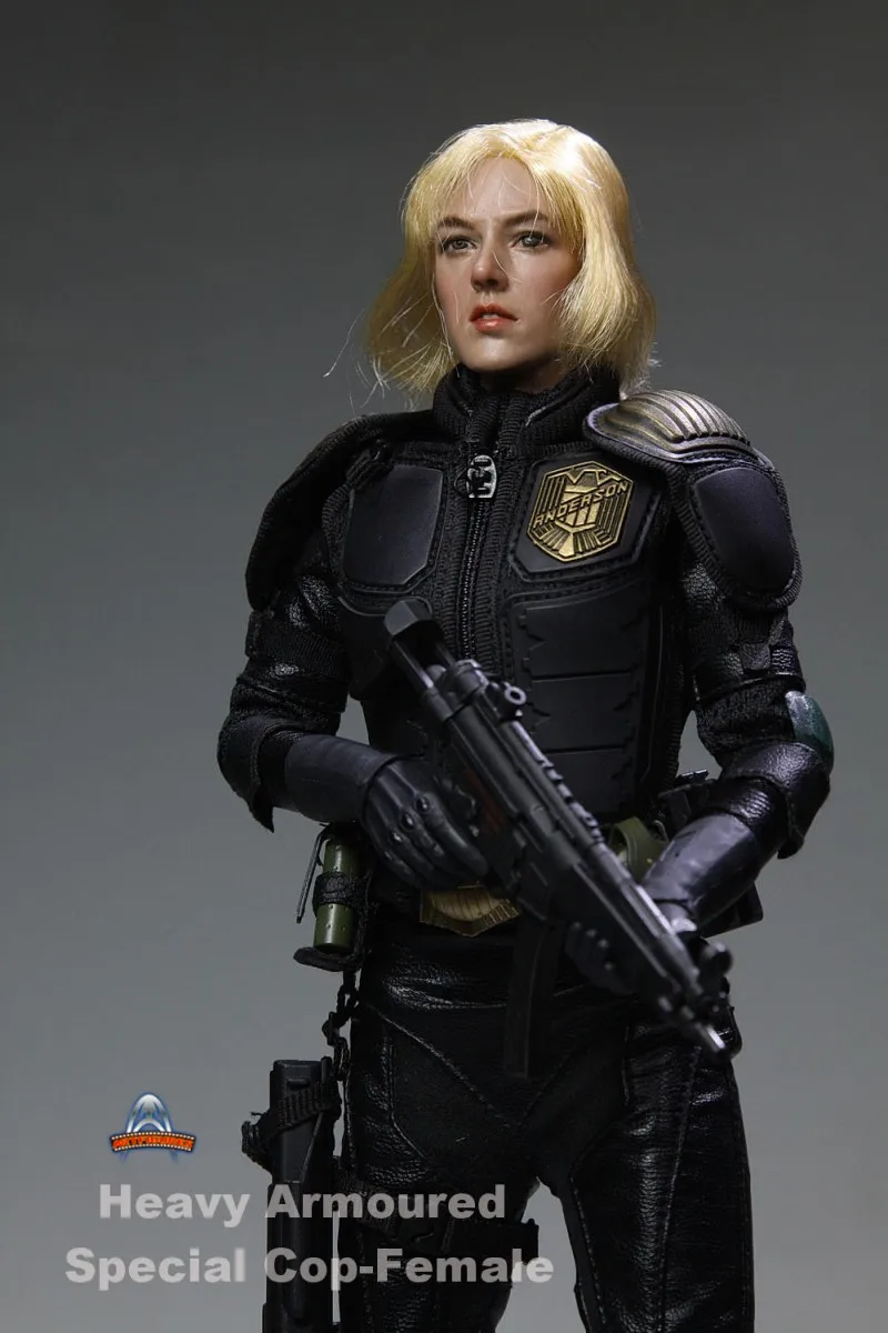 1:6 масштаб Коллекционная Фигурка тяжелый бронированный специальный полицейский-Женский Dredd ультра гибкий 1" фигурка куклы пластиковая модель игрушки - Цвет: A head