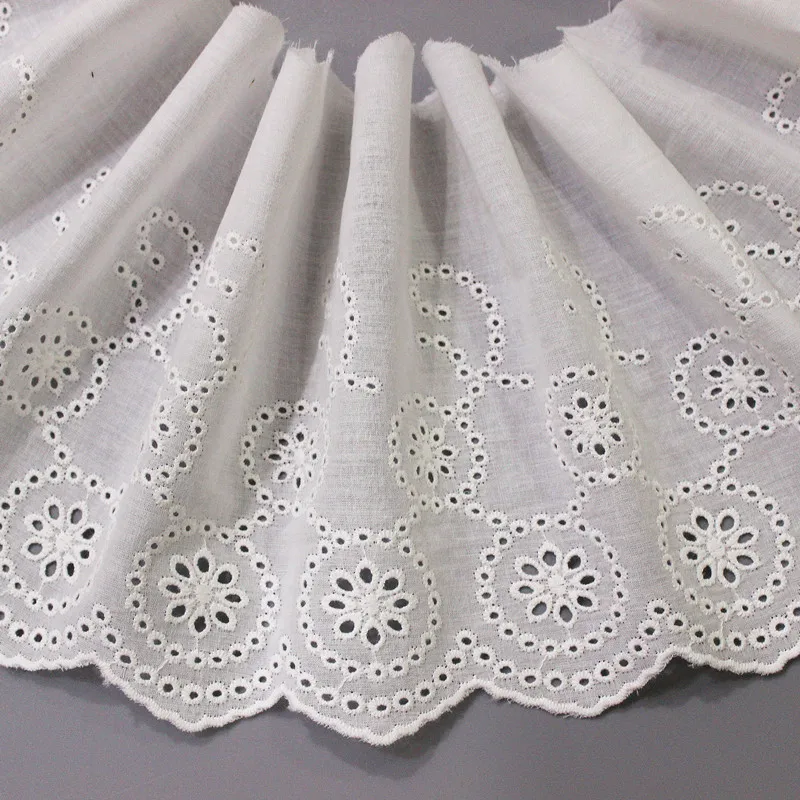

Lace Trim 5 Yard Ivory White Cotton Cloth Embroidery Ribbon Tapes Dress Top Clothing Sewing Fabric 17cm 6.7" wide M4F246
