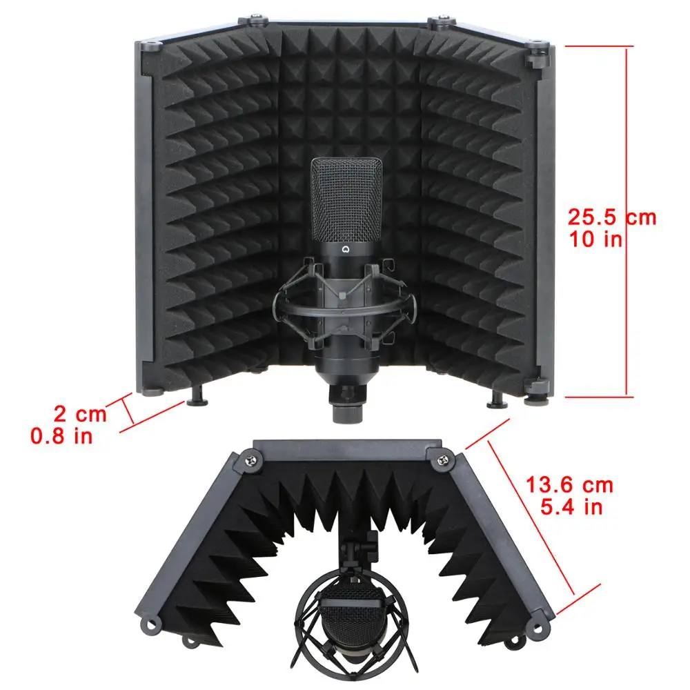 

LO-PS68/69 3/5 Panels Broadcast Studio Adjustable Angle Foldable Noise Reduction Sound Absorbing Microphone Wind Screen Shield