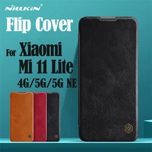 For Xiaomi Mi 11 Lite 4G 5G NE Flip Case Nillkin Qin Leather Flip Cover Card Pocket Book Case For Xiaomi Mi11 Lite Phone Bag