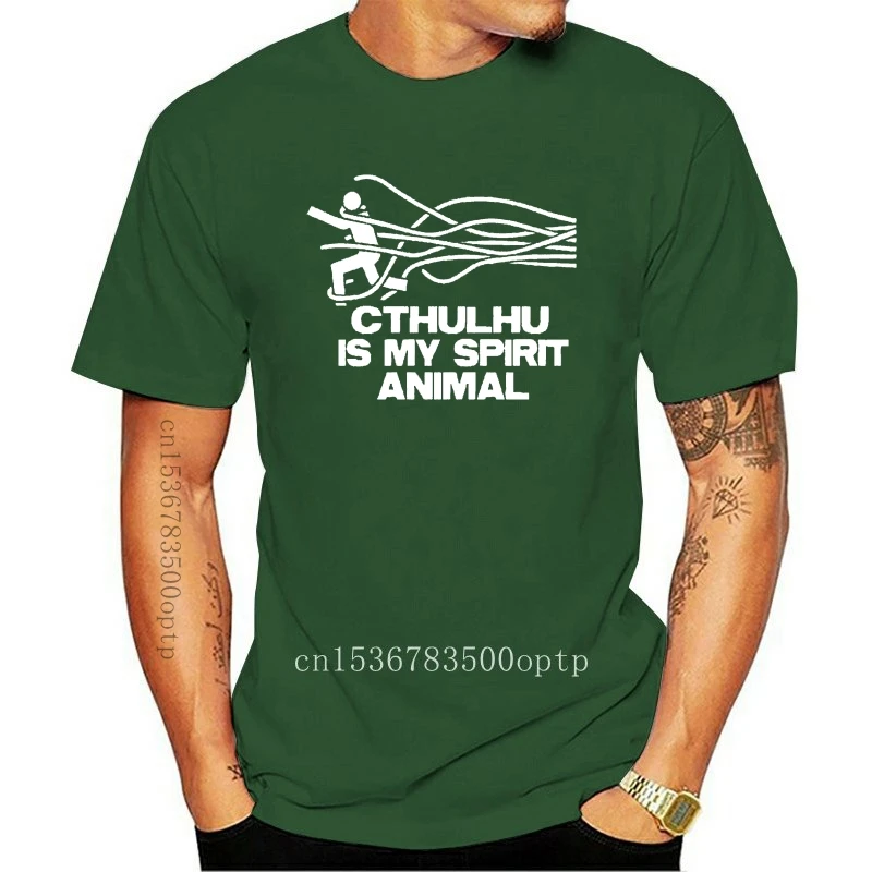 

New 2021 2021 Summer Cool Tee Shirt CTHULHU "SPIRIT ANIMAL" BLACK T SHIRT Funny T-shirt