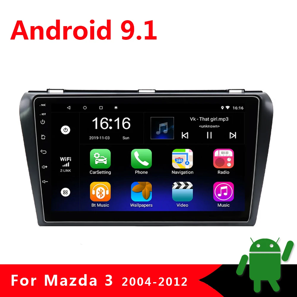 Автомагнитола 2 Din мультимедийный видеоплеер для Mazda 3 BK Mazda3 2004 2012 2din Android 9 1 GPS