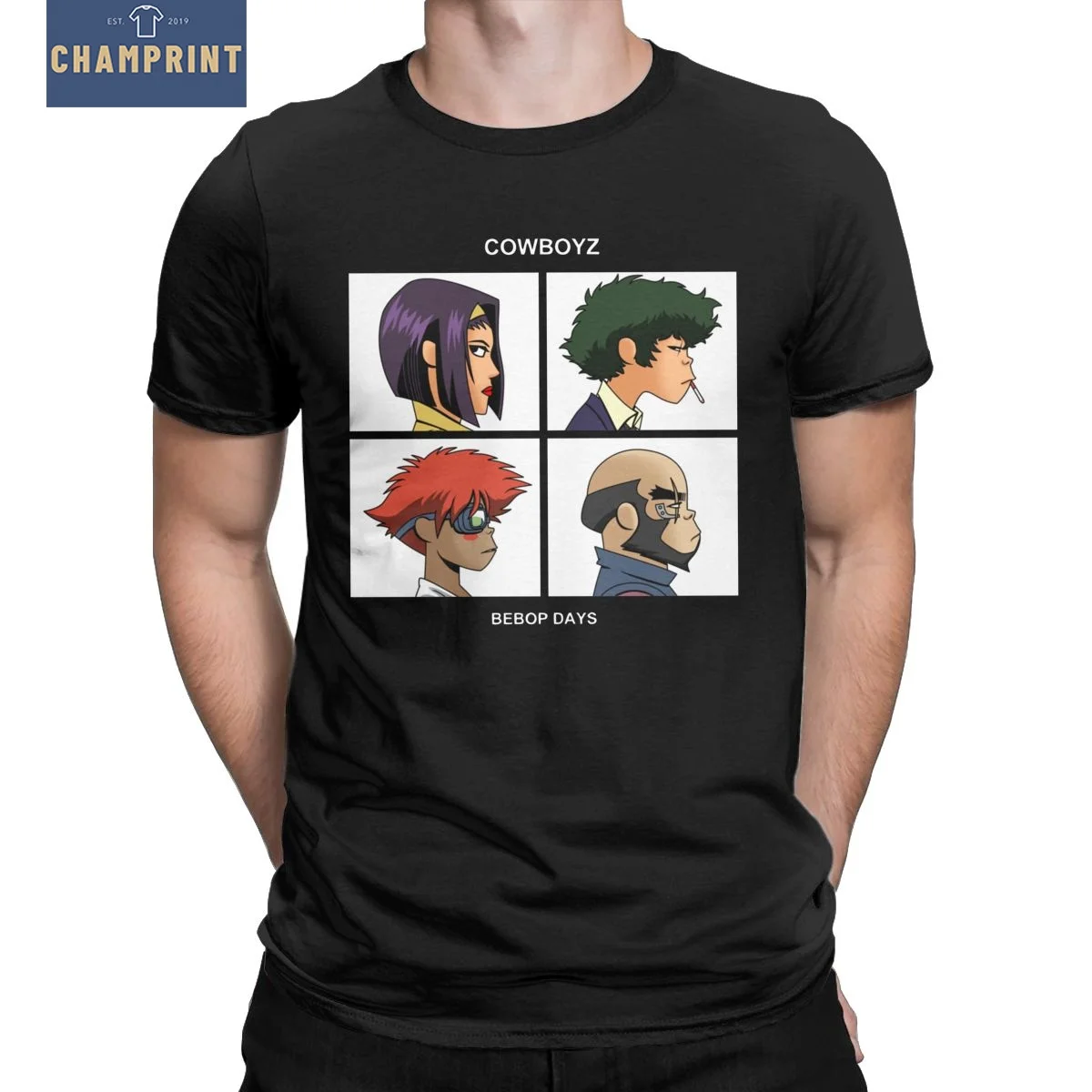 

Bebop Days Cowboy Bebop T-Shirt Men Anime Novelty Cotton Tees Crew Neck Short Sleeve T Shirt Adult Clothing