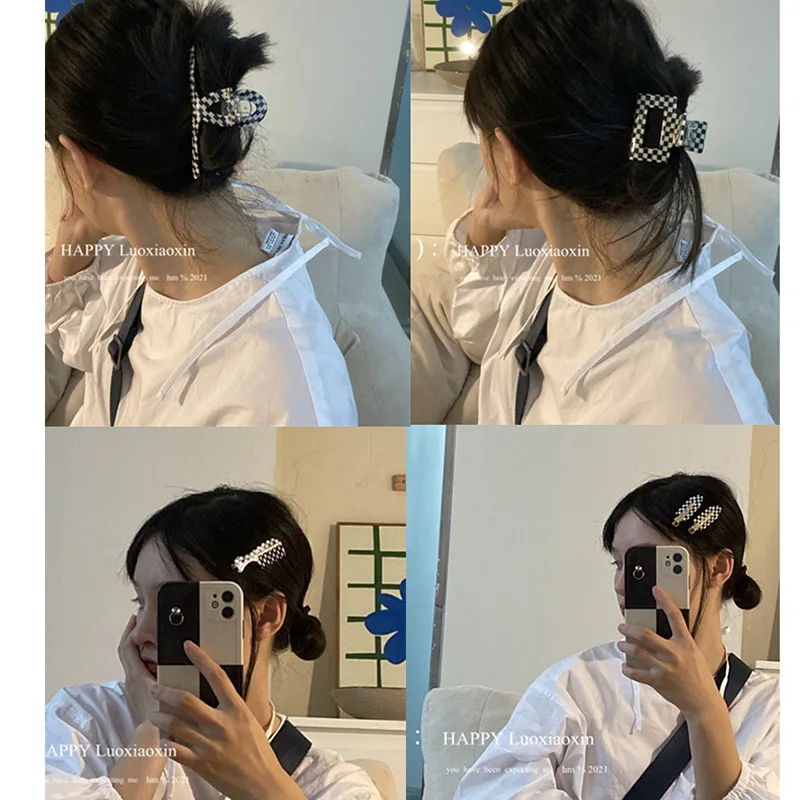 

Черная белая доска задняя головка захватывающий зажим большая шпилька для волос женская натуральная сетка красный маленький захватывающи...