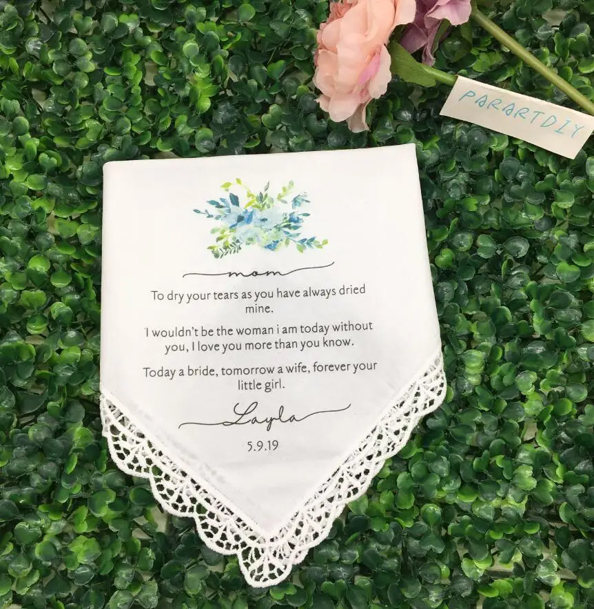 Pañuelo de boda personalizado con cualquier texto, regalo de la madre de la novia, impreso personalizado, padre de la novia