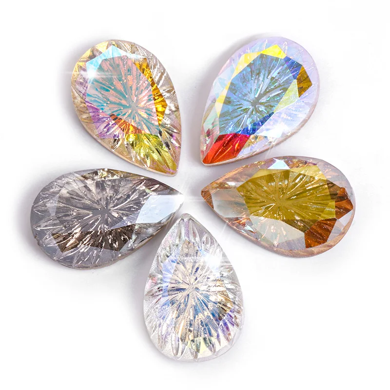 

XiChuan New Nail Art Rhinestone Arc Carved Drop K9 Craft Glass Crystal Bead Nail Accessories For DIY Nail Art Glue On Rhinestone