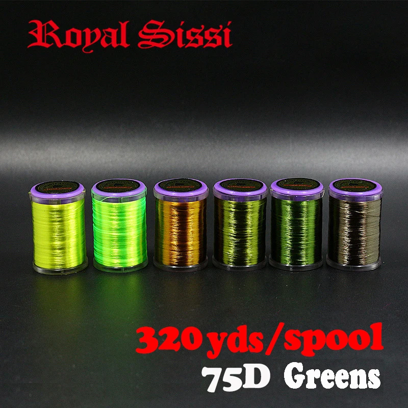 

Royal Sissi 6 greenish colorsset 8/0 finest fly tying thread 75D slightly twisted fully waxed high break force flat tying thread