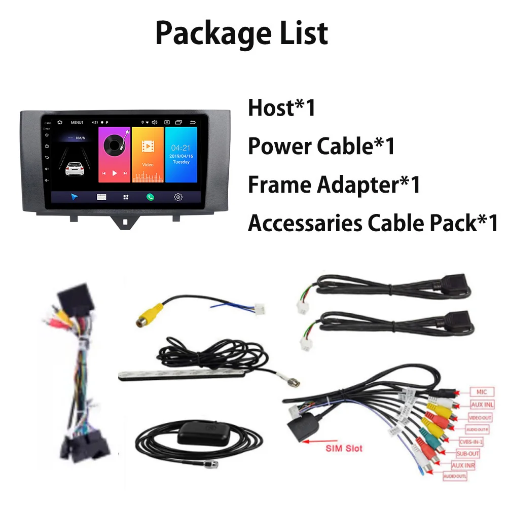 

Android 9.0 Car Radio Multimidia Video Player GPS For Mercedes Benz Smart Fortwo 2 2011-2015 Full Touchscreen 9" IPS OBD USB BT