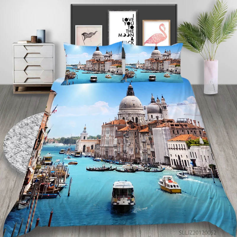 Комплект постельного белья Milsleep 3D с архитектурным принтом пододеяльник домашний