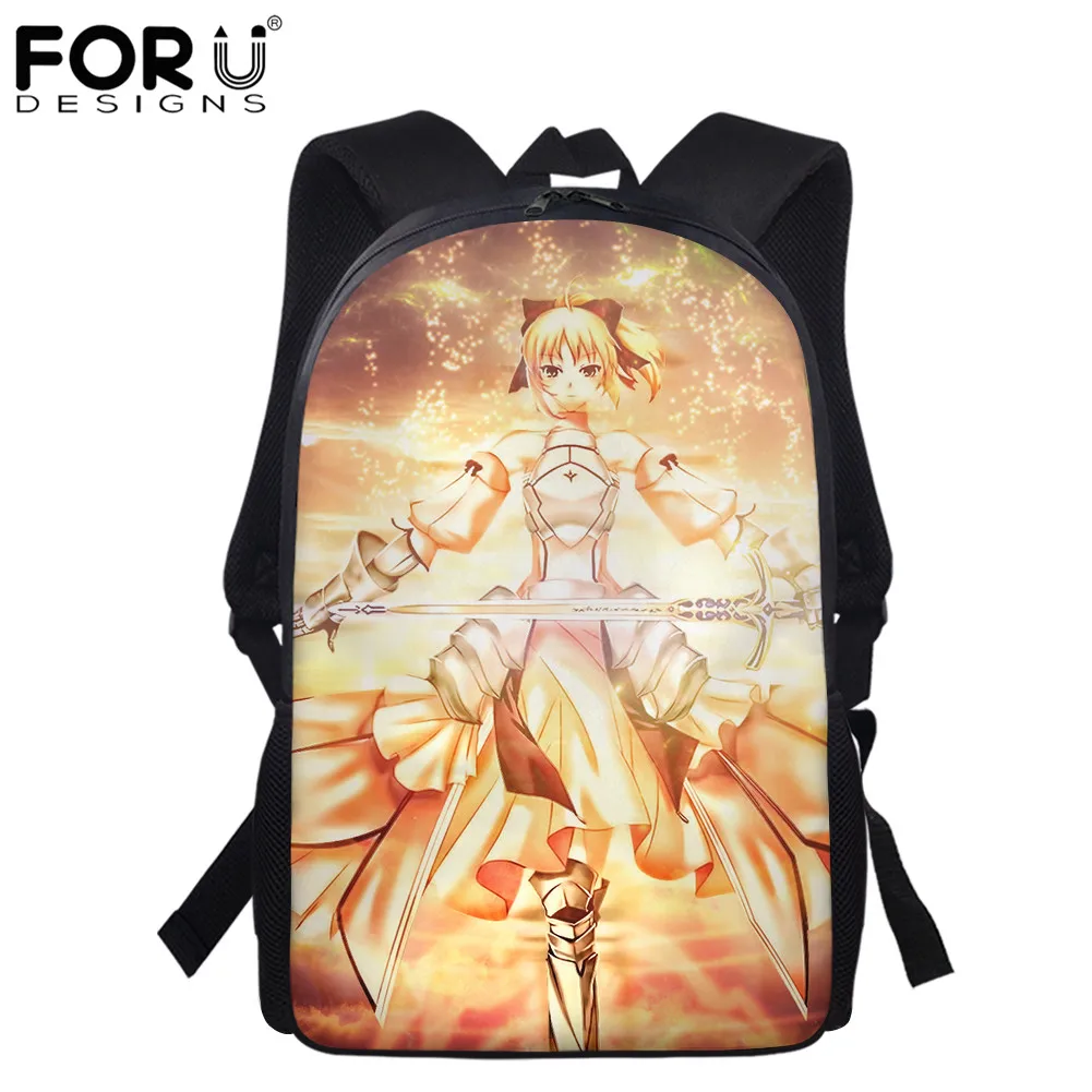 

FORUDESIGNS Hot Anime Fate Stay Night Teenage Girl Boys School Bags Men Women 16 Inch Laptop Rucksack Bag Casual Shoulder Bags