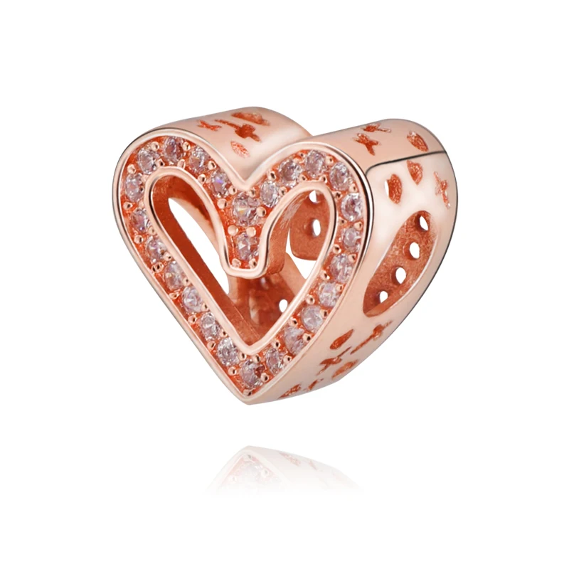 

925 Sterling Silver Openwork Freehand Heart Charm Bead Fit Original Pandora Charms Bracelet Women Valentine's Day Jewelry Gift