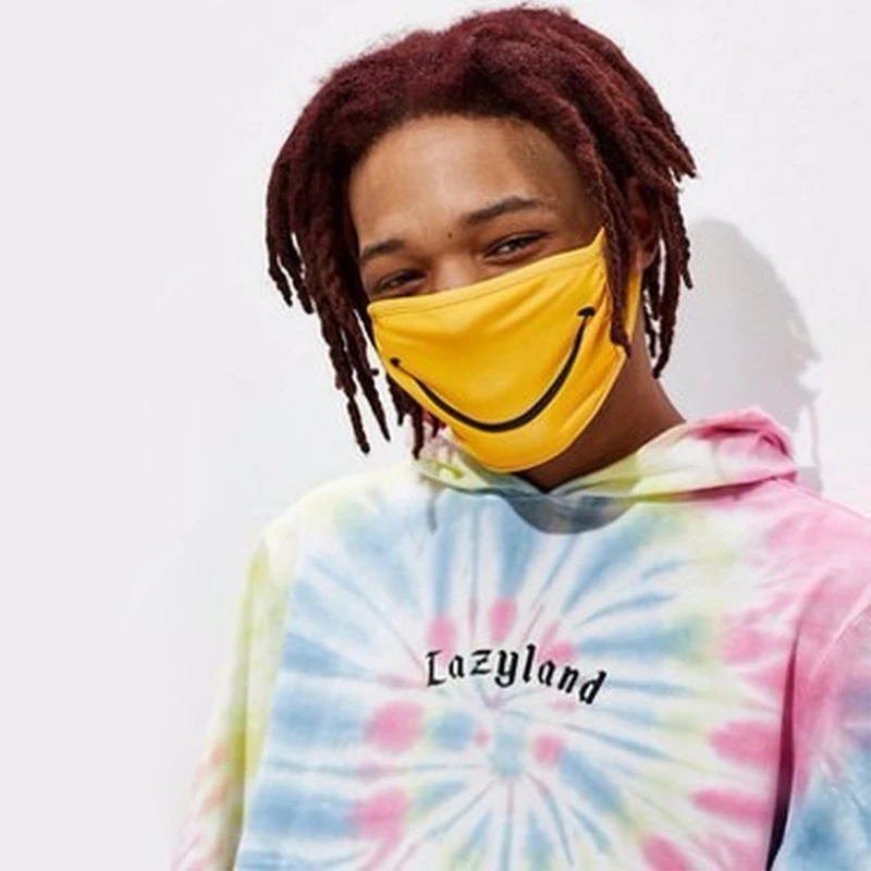 Маска из хлопка с улыбкой, мужская, с подвесными ушами, нежное шитье, простая мода, индивидуальный комфорт.