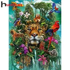 Huacan полная Алмазная мозаика Леопард птица 5D алмазная живопись ранняя вышивка модульные Картины домашний декор