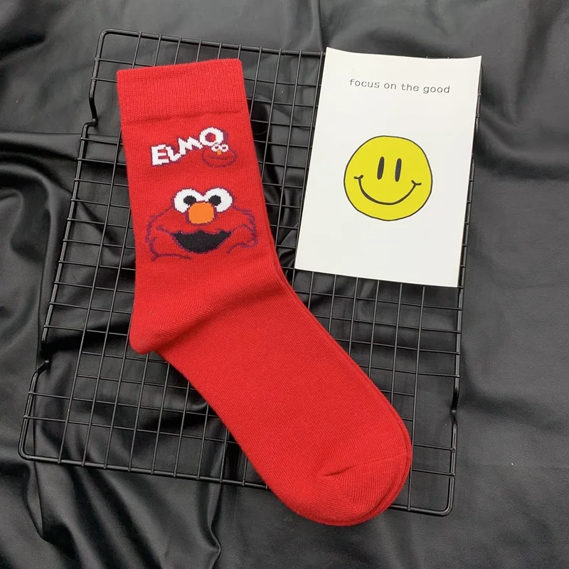 Sesame Street Cartoon Cosplay Socks Elmo Cookie Monster Novelty Funny Cute Kawaii Women Sock Winter Comfortable Cotton | Женская одежда