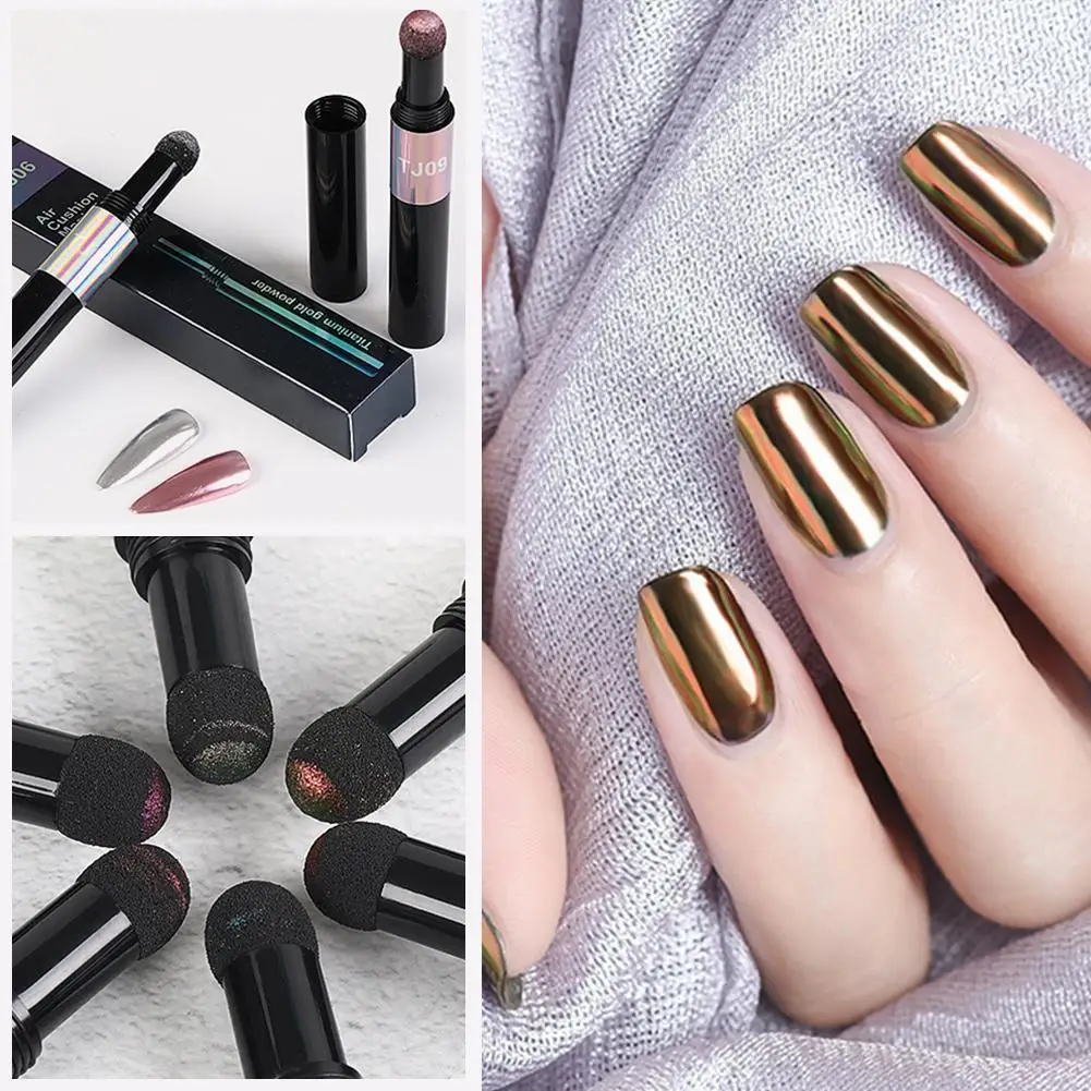 Блестящий зеркальный порошок для дизайна ногтей воздушная подушка волшебная