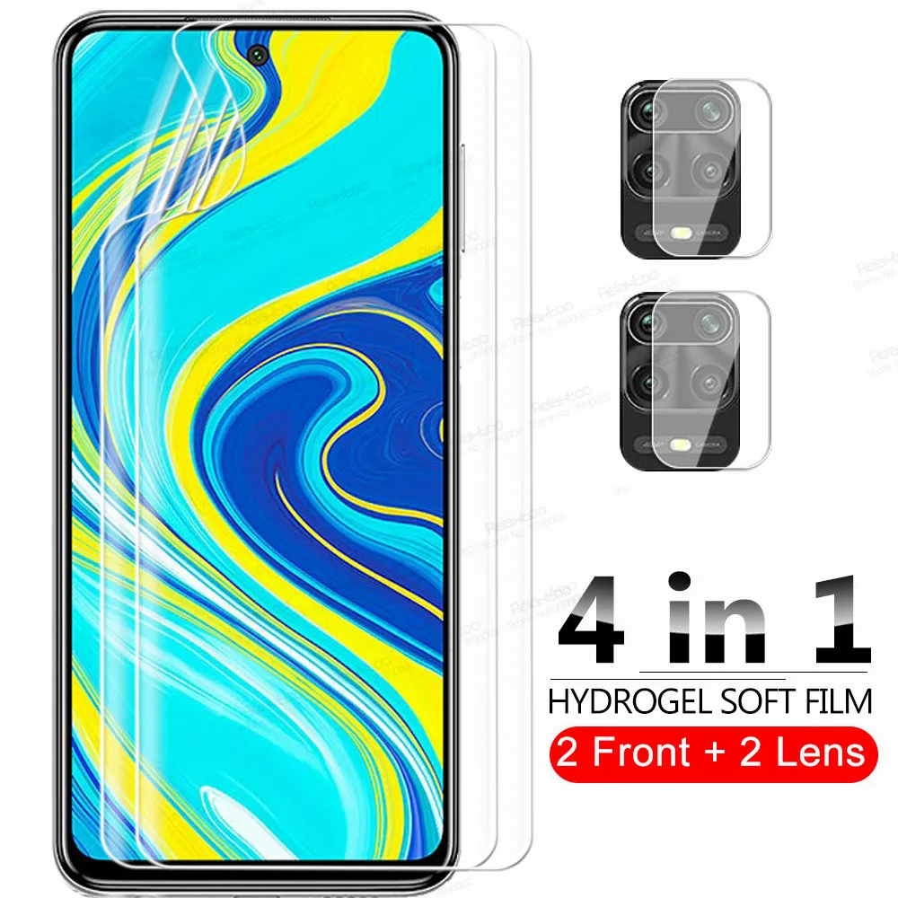 

4 in 1 Camera Hydrogel Film For Xiaomi Redmi Note 9 Pro Nota 9s Xiomi Redme 9A 9C NFC 9 A C S Curved Screen Protectors Not Glass