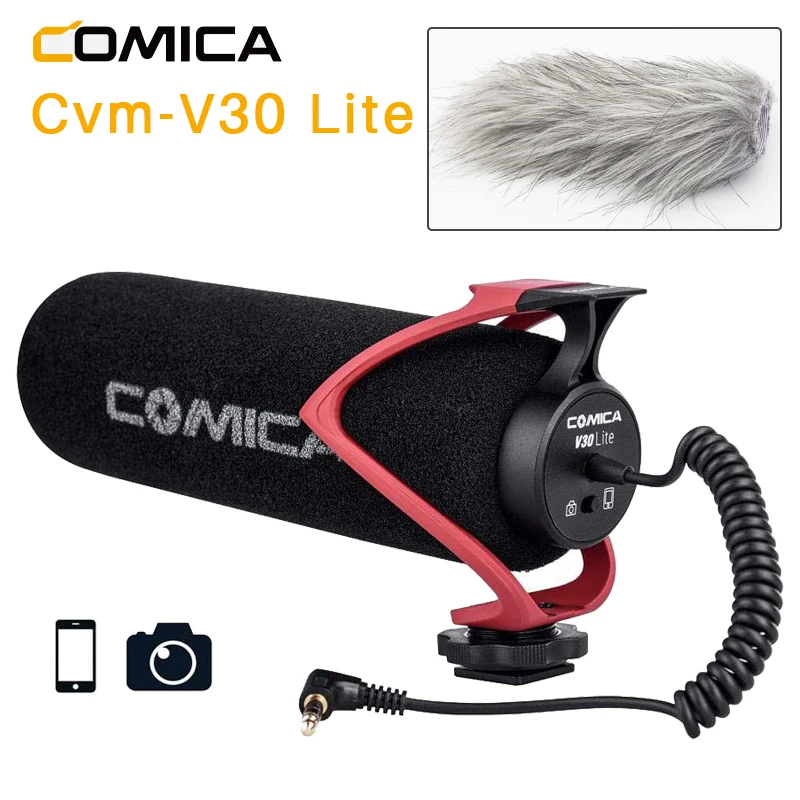 Comica CVM-V30 LITE на штативе и микрофона видеокамеры суперкардиоидный конденсаторный