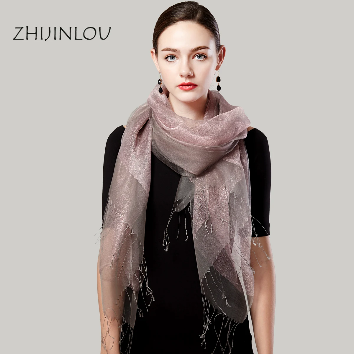 

★Brocade floor organza scarf female in the spring and autumn mulberry silk long fabric silk scarves joker tourism shawl